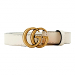 GUCCI GG Marmont dvigubo G logotipo formos sagtimi metalinis odinis diržas moteri&scaron;kas 2 cm pločio 75-Basic Packaging-Dust Bag or Box balta