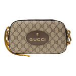 Gucci Neo Vintage serija Auksinio folijos logotipas Metalinė tigro galvos monograma Drobė ir oda Kameros krep&scaron;ys Unisex Pečių krep&scaron;ys Juodmedžio rudas 476466-K9GVT-8856 Basic Set (Bag+Dust Bag)