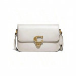 COACH Studio 25 C-Logo rankinė su atvartu - Didelė balta odinė peties rankinė, moteri&scaron;ko stiliaus, ideali &scaron;ventėms, jubiliejams ir Kalėdų dovanoms. C6641 balta