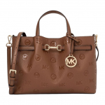 Michael Kors MK Carson Reljefinis Logotipas Centrinis Užtrauktukas Dizainas PU Poliesterio Parduotuvių Krep&scaron;ys Vidutinis Moteri&scaron;kas tote krep&scaron;ys Ruda 35R6G2ZS3V-LUGGAGE Basic Set (Bag+Dust Bag)