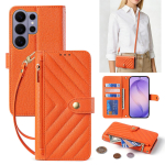 Odinė rankinė per petį su kortelių lizdais ir telefono dėklu, skirta Samsung Galaxy S26 Plus S25 S24 FE S23 Ultra A37 A17 A16 A26 A36 A56 Galaxy S25+ oranžinė