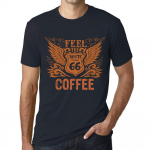 Vyri&scaron;ki vintažiniai mar&scaron;kinėliai Grafi&scaron;ki mar&scaron;kinėliai Feel The Coffee Navy