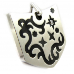 Les Tr&eacute;sors De Lily [E4246] - Pendentif Homme 'Blason' Noir Blanc sidabras