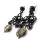 Les Tr&eacute;sors De Lily [J0471] - Boucles cr&eacute;ateur 'M&eacute;lusine' noir gris juoda