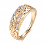 Kinel Rose Gold lapų ra&scaron;tas natūralaus cirkonio žiedai moterims 6 rožinio aukso spalvos