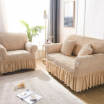 Vienspalvis elastingas sofos užvalkalas svetainei, spausdintas languotas, tamprus segmentinis užvalkalas Sofos sofos užvalkalas L formos 1&ndash;4 vietų 4-Seater 235-300cm