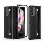 Atsparus smūgiams verslo odinis sulankstomas Funda dėklas, skirtas Samsung Galaxy Z Fold 4 Fold4 Fold3 Fold2 Fold 3 2 grūdinto stiklo plėvelės dėklai for Samsung Z Fold 4 juoda