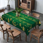 Ramadano Mubarako staltiesė Islamo musulmonų Eid dekoracija Auksinė žvaigždė Mėnulio žibintas Virtuvė Valgomasis Dėmėms atspari staltiesė 40x70cm15x27inch žalia