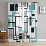 Geometrinės Juodos Baltos Pilkos Voilės Skaidrios Užuolaidos Svetainei Langui &Scaron;ifono Tiulio Užuolaida Virtuvei Miegamajam Drapiruotės Namų Dekoravimas 135W x 244H(cm) x2