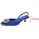 Mada Kri&scaron;tolinė Sagė Slingbacks Auk&scaron;takulniai Moterims Smailianosiai Ploni Kulnai Vakarėlių Batai Moteris Vasaros Vidutinio Auk&scaron;čio Kulniukai Sandalai 34 mėlyna