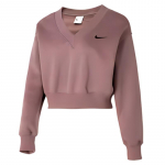 Nike Phoenix Fleece trumpas V formos i&scaron;kirptės džemperis moterims Smokey-Mauve FN3652-208 XL