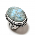 Republic Larimar Gemstone Handmade 925 Sterling Silver Jewelry Ring Size 9 w0n66