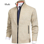 Men's Casual Knit Cardigan Sweaters Slim Fit Fleece Winter Clothing Warm Men Warm Cashmere XL smėlis