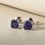 Asscher pjūvio tanzanito auskarai vėrimai i&scaron; 925 sterlingų sidabro
