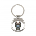 Cane Corso, Italian Cane Corso - geometric keychain with a photo and the inscription Art-Dog balta