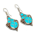 Natural Tibetan Turquoise Gemstone Handmade Jewelry Earring 2.17 d3f35