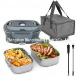Įkraunama ne&scaron;iojama elektrinė prie&scaron;piečių dėžutė namams ir automobiliui &ndash; izoliuota ir &scaron;ildoma Dark grey double liner suit. European standard 220V12V24V stainless steel liner + sealing ring + fork spoon + insulation bag tamsiai pilka spalva