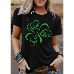 Vasariniai apvalaus kaklo mar&scaron;kinėliai su spauda, madingi, kasdieni&scaron;ki, mieli, trumpomis rankovėmis, moteri&scaron;ki, i&scaron; grynos medvilnės S