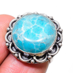 Larimar Handmade 925 Sterling Silver Jewelry Ring Size 4 d3s21