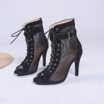 Moteri&scaron;kos juodos tinklinės atvirais pir&scaron;tais stiletto basutės - Seksualios, pralaidžios orui, Europos ir Amerikos stiliaus, galimi dideli dydžiai 43 black