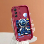 Mink&scaron;tas silikoninis kvadratinių kopėčių spausdinimo ra&scaron;tų telefono korpusas, pilnas dangtis, fotoaparatas, atsparus smūgiams, guminis dėklas, skirtas Samsung Samsung F04 juoda