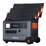 Oscal PowerMax 6000 ne&scaron;iojama elektrinė 6000 W 3600 Wh LiFePO4 i&scaron;plečiamas saulės energijos generatorius su 4 x kintamos srovės lizdais 3*PM200 Pro juoda