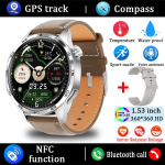 2025 Naujas GT5 PRO I&scaron;manusis Laikrodis Vyri&scaron;kas Laikrodis 5 Pro AMOLED HD Ekranas Bluetooth Skambutis GPS Trajektorija NFC &Scaron;irdies Ritmas Kompasas I&scaron;manieji Laikrodžiai Leather belt sidabras