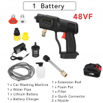 88V Ne&scaron;iojamas Belaidis Auk&scaron;to Slėgio Automobilio Ploviklis Automatinis Purk&scaron;tuvas Automobilio Plovimo Ma&scaron;ina Valiklis Tinka Baterijai 1000W 48VF 1*Battery