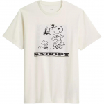 Coach X Peanuts SS25 Snoopy Signature Kvadratiniai Organinės Medvilnės Mar&scaron;kinėliai su Apvalia Kaklo I&scaron;kirpte Vyri&scaron;ki Vir&scaron;utiniai Drabužiai Dramblio Kaulo spalvos CAF64-CHK S
