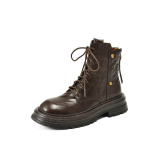 Mada Nauji Rudens/žiemos Natūralios Odos Moteri&scaron;ki Batai Apvalianosės Batai Moterims Madingi Batai Moterims Vidutiniu Kulnu Rai&scaron;teliais Platforminiai Batai 40