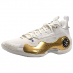 Li Ning WOW 10 Atsparūs dilimui amortizuojantys žemi krep&scaron;inio batai Vyri&scaron;ki Balti Auksiniai ABAS083-34 42
