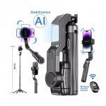 Rankinis gimbalio stabilizatorius i&scaron;maniajam telefonui, kamerai, asmenukių lazda, trikojis su belaidžiu nuotolinio valdymo pultu, skirtas iPhone, Android juoda