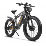 RICH BIT C01 Elektrinis kalnų dviratis, 48V 20AH baterija, pilna pakaba, Shimano 7 pavaros pilka
