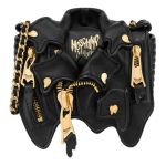 Moschino logotipas &scaron;lepetės grandinėlė užtrauktuko ki&scaron;enė avikailis crossbody peties rankinė maža moteri&scaron;ka rankinė juoda 2322-A7536-8002-1555 Basic Set (Bag+Dust Bag)