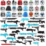 Žvaigždžių karų serijos konstravimo kaladėlės, galvos, ginklų priedai, edukaciniai surinkimo žaislai vaikams Weapon Accessories Set A