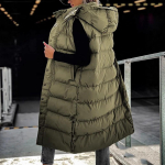 Moteri&scaron;ka žieminė striukė su gobtuvu ir užtrauktuku, didelio dydžio, laisvalaikio liemenė, vir&scaron;utinis drabužis, parka 2XL gray
