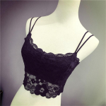 Moteri&scaron;ki i&scaron;kirpti vir&scaron;utiniai vir&scaron;utiniai drabužiai Palaidinė Bustier nėriniuota liemenė pamink&scaron;tinta liemenėlė be dirželio juoda
