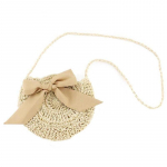 Vasaros &scaron;iaudinis paplūdimio krep&scaron;ys Bow Moterys Crossbody Krep&scaron;iai Apvalūs krep&scaron;iai su Bowknot 26cm*5cm*26cm smėlis