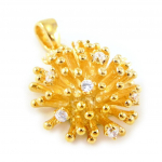 Les Tr&eacute;sors De Lily [E3749] - Pendentif plaqu&eacute; or 'Cl&eacute;opatra' Blanc Dor&eacute; - 20 mm