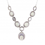 Les Tr&eacute;sors De Lily [G0800] - Collier Argent 'D&eacute;esse Opale' Blanc argent&eacute; (rhodi&eacute;) - 75x20 mm