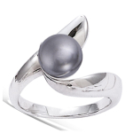 Bague argent 'Perla' gris argent&eacute; (rhodi&eacute;) - 8 mm