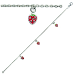 Les Tr&eacute;sors De Lily [J5433] - Bracelet Argent enfant 'Fraises' rouge argent&eacute; (rhodi&eacute;) - 10x5 mm