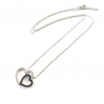 Les Tr&eacute;sors De Lily [N5372] - Collier Argent 'Love' noir blanc (rhodi&eacute;)