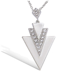Les Tr&eacute;sors De Lily [P1256] - Collier Argent 'Cl&eacute;opatra' blanc argent&eacute; (rhodi&eacute;) - 33x16 mm