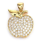 Les Tr&eacute;sors De Lily [P2503] - Pendentif Plaqu&eacute; Or 'Pomme d'Amour' blanc dor&eacute; - 17x15 mm
