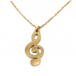 Les Tr&eacute;sors De Lily [P7883] - Collier cr&eacute;ateur acier 'Cl&eacute; de Sol' dor&eacute; ros&eacute; - 12x8 mm ry&scaron;kiai rožinė