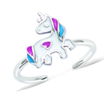 Les Tr&eacute;sors De Lily [Q7522] - Bague argent enfant 'Licorne My Unicorn' rose bleu argent&eacute; (rhodi&eacute;)