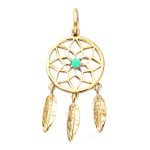 Les Tr&eacute;sors De Lily [Q7597] - Pendentif Plaqu&eacute; Or 'Boho' turquoise dor&eacute; (dreamcatcher - attrape r&ecirc;ve) - 28x15 mm turkis