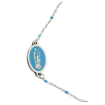 Les Tr&eacute;sors De Lily [R0129] - Bracelet cr&eacute;ateur Acier 'Vierge Marie' bleu argent&eacute; - 12x9 mm mėlyna