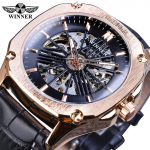 T-laimėtojas vyri&scaron;kas automatinis laikrodis tu&scaron;čiaviduris skeletas odinis rankinis vyri&scaron;kas verslo mechaninis laikrodis